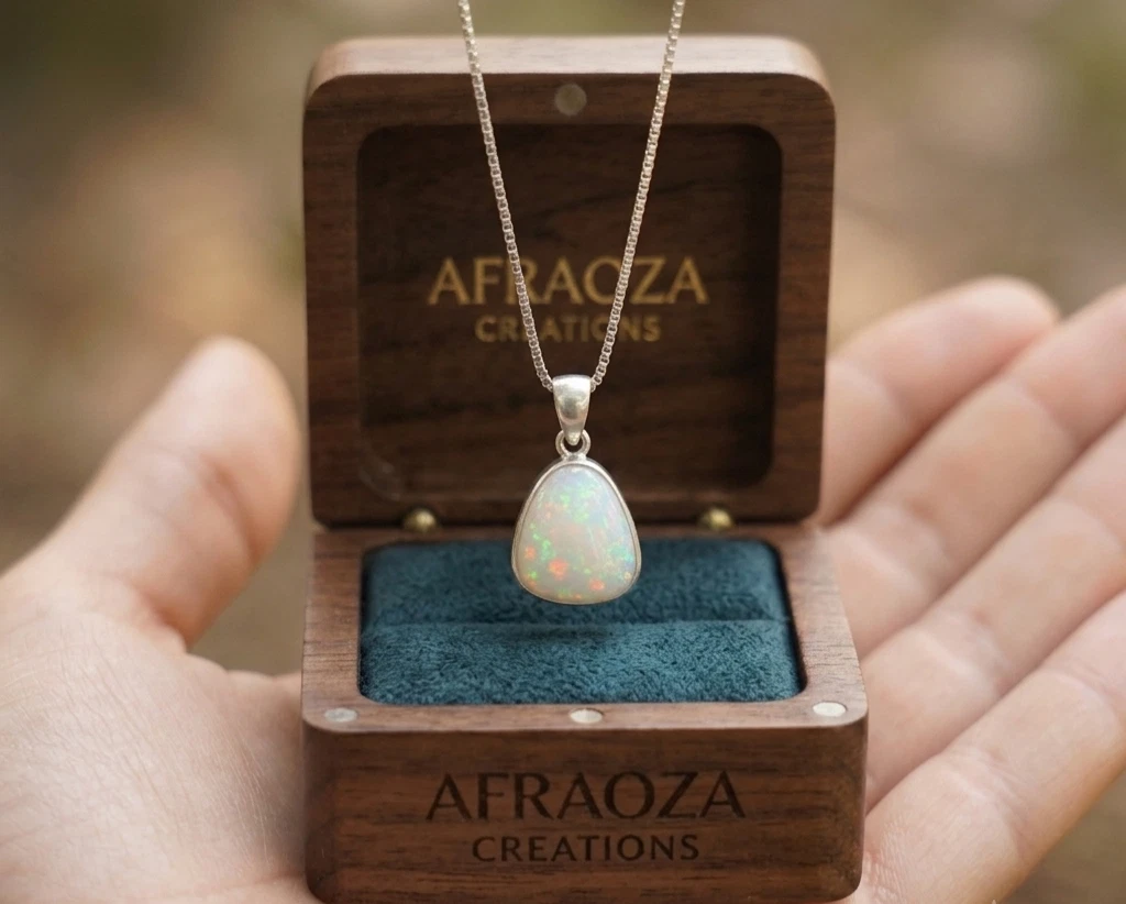 Natural Ethiopian Fire Opal Pendant Handmade Sterling Silver Jewelry image 1