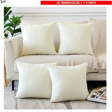 Soft Velvet Throw Pillow Covers - Set of 4, 18x18, Cream White for Living Room