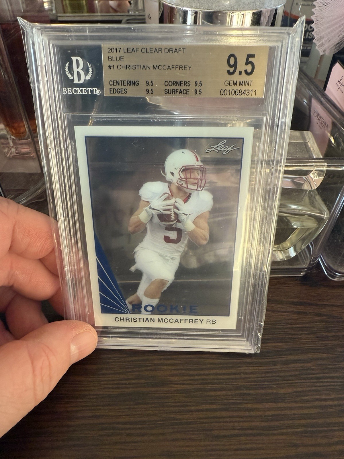 Christian McCaffrey Leaf Clear #1 Blue