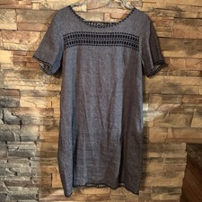 Ann Taylor Denim Dress 10 Eyelet Cutouts A2