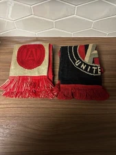Set Of 2 Atlanta United Soccer Scarves 100% Acrylic Ruffneck Scarves 