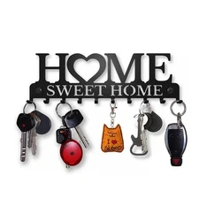 Home Sweet Home Key HooK Rack Black 10 Hooks Wall Mount