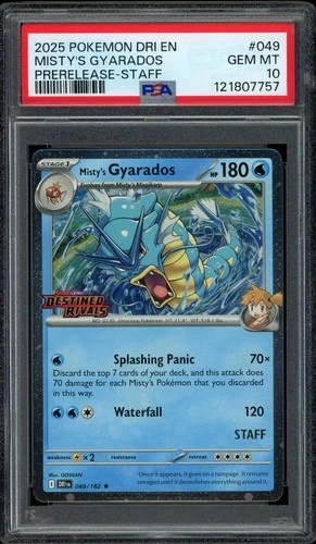 Pokemon PSA 10 Misty's Gyarados 049/182 Destined Rivals STAFF Prerelease Promo
