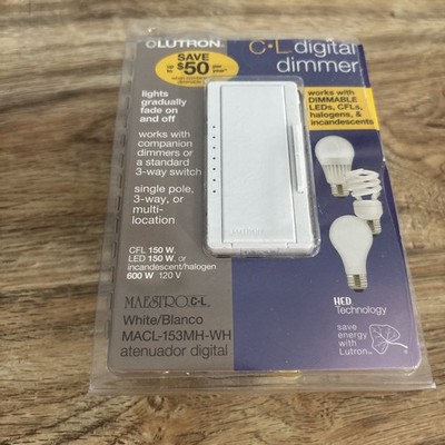 Lutron Maestro CL Digital Dimmer White Single Pole, 3-way - MACL-153MH-WH