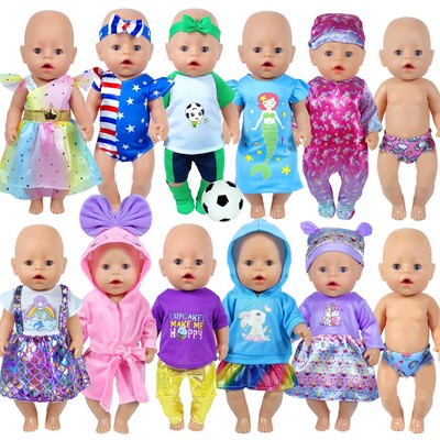 12 Sets 14-16-Inch-Baby-Doll-Clothes-Outfits Dress Headbands Accessories Comp...
