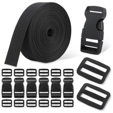 Buckle  Strap Kit - 6 Yards 1 Inch Wide Polyester Webbing One Size, Black