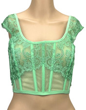 VICTORIAS SECRET DREAM ANGELS BOHO FLORAL CAP SLEEVE CORSET TOP M-DD 36DD NWT