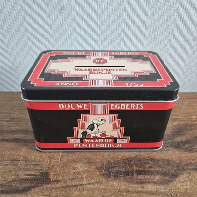 Vtg. DOUWE EGBERTS Coffee Koffie Old Box Bin Jar Canister Container Metal Tin 