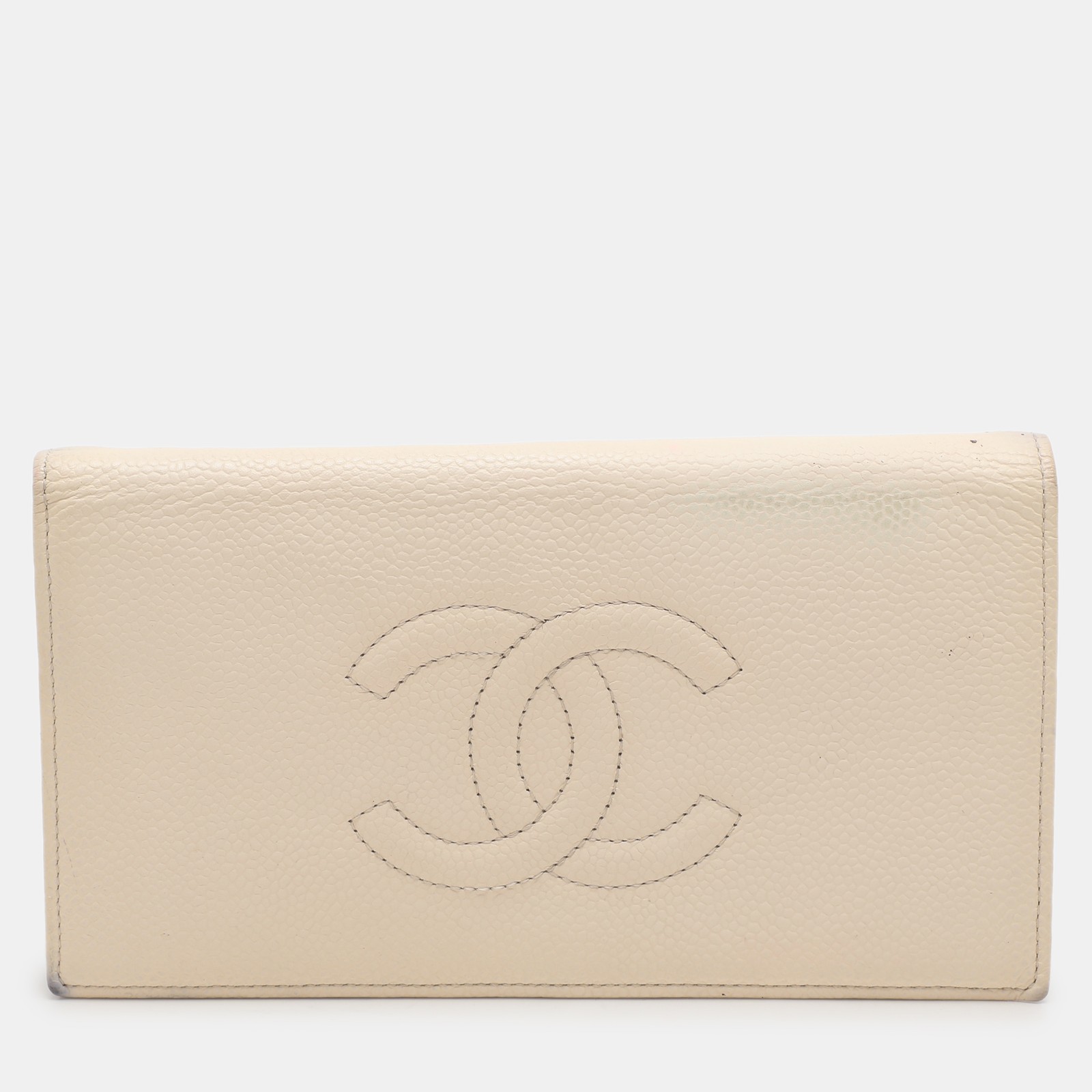 Chanel Cream Caviar Leather L Yen Wallet