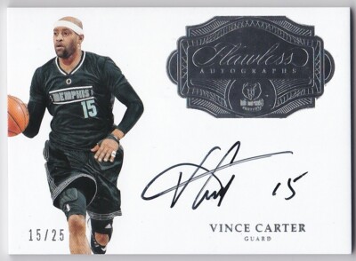 VINCE CARTER 2016-17 FLAWLESS AUTO ON CARD AUTOGRAPH SP # 15/25 JERSEY NUMBER !!