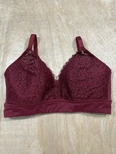 Auden Women's Red Lace Lightly Lined Wireless Bralette Sz 1X