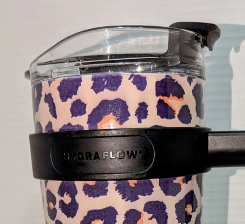 STAINLESS STEEL TUMBLER ANIMAL PRINT DESIGN. LARGE HANDLE. HYDRAFLOW BRAND. 40oz - Picture 2 of 10