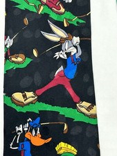 Looney Tunes Neck Tie Silk Golf Bugs Bunny, Marvin The Martian, Taz Vintage 1994