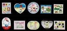 Japan 2014 Greetings Hello Kitty Sanrio Characters Used Set 82Y Sc# 3696 a-j