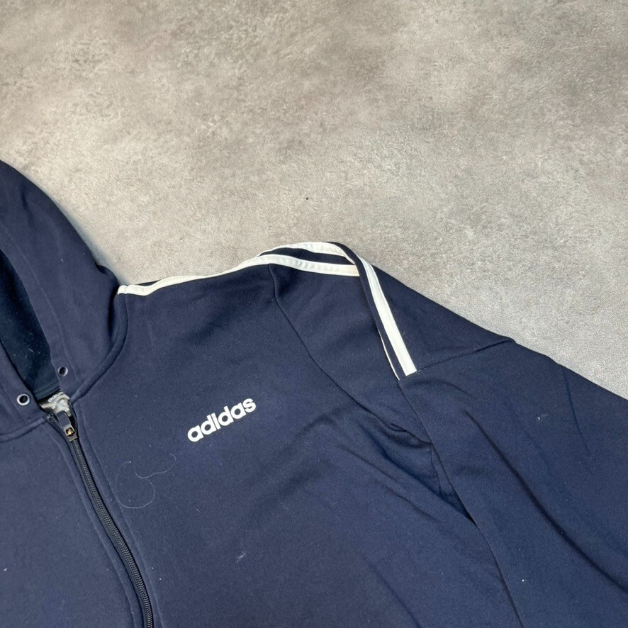 Adidas Hoodie Mens Y2K Full Zip Vintage Striped Sweatshirt, Blue, Large image 4