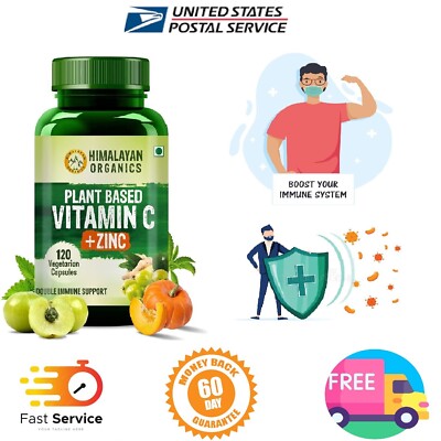 Himalayan Organics Plant Based Vitamin C with Zinc (120 Capsules) Amla Extract