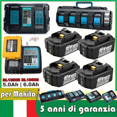 Batteria per Makita BL1850B 18V 5,0Ah 6,0Ah BL1860B BL1830B litio caricabatteria