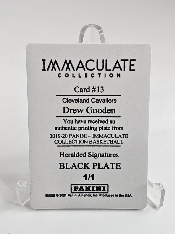 2019-20 Panini Immaculate Printing Plate Black 1/1 Drew Gooden #13 Cleveland Cav - Image 4 of 4