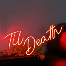 LED Til Death Neon Light Letter Sign Dimmable Beer Bar Pub Store Wall Art Decor