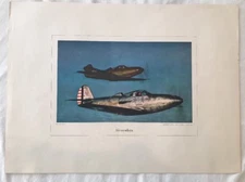 Vintage Bell P-39 Airacobra Print 19 x 14" Curtiss Wright