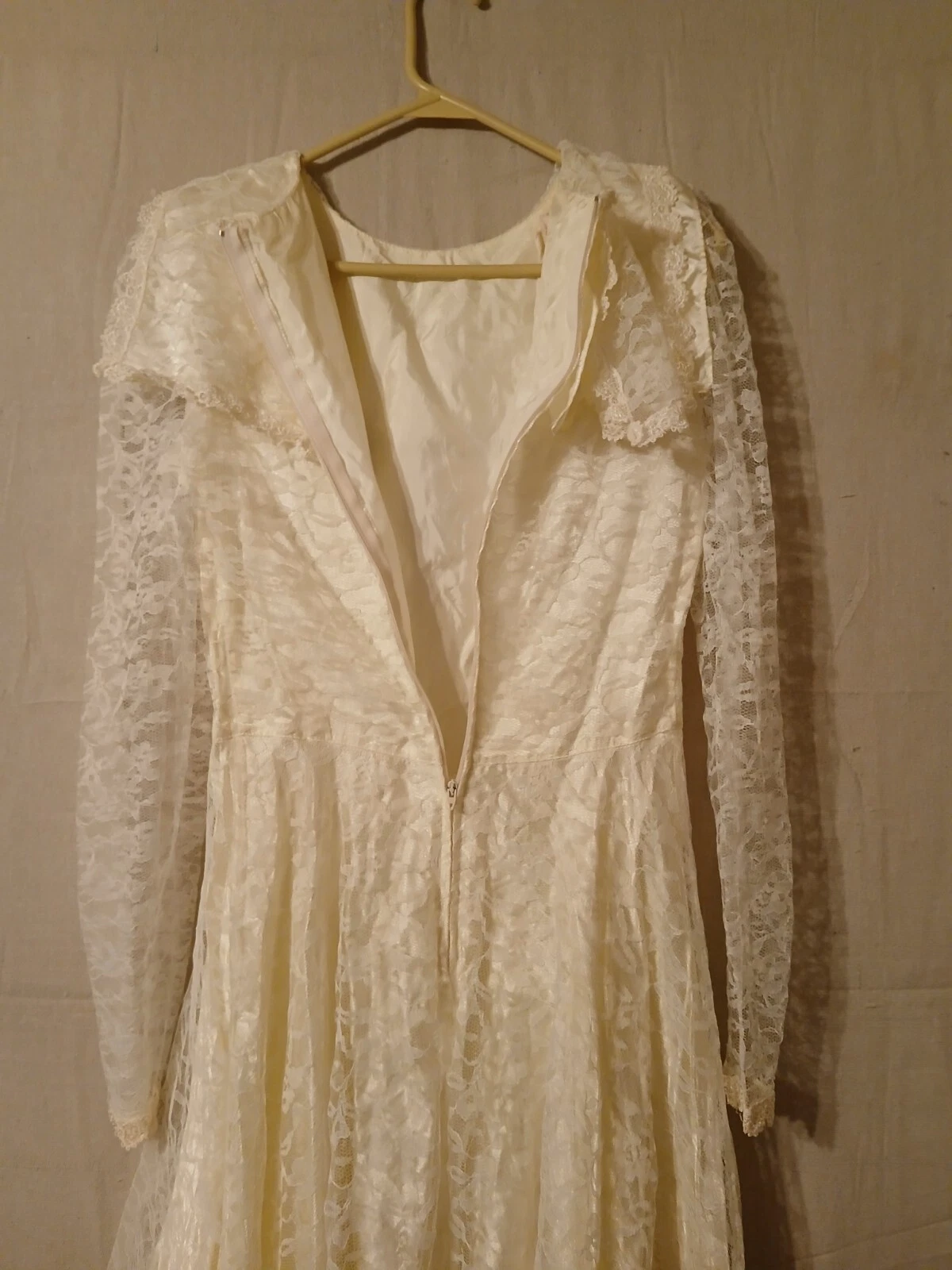 OFF WHITE vecch abitoo bianco sporcoe vintage pic conccia br inzzo pizzoezza lung 51""o lung 13""o