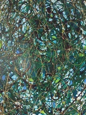 BLUE GREEN MIRAGE Original Abstract Mixed Media Painting 24x18 Julia Garcia NEW