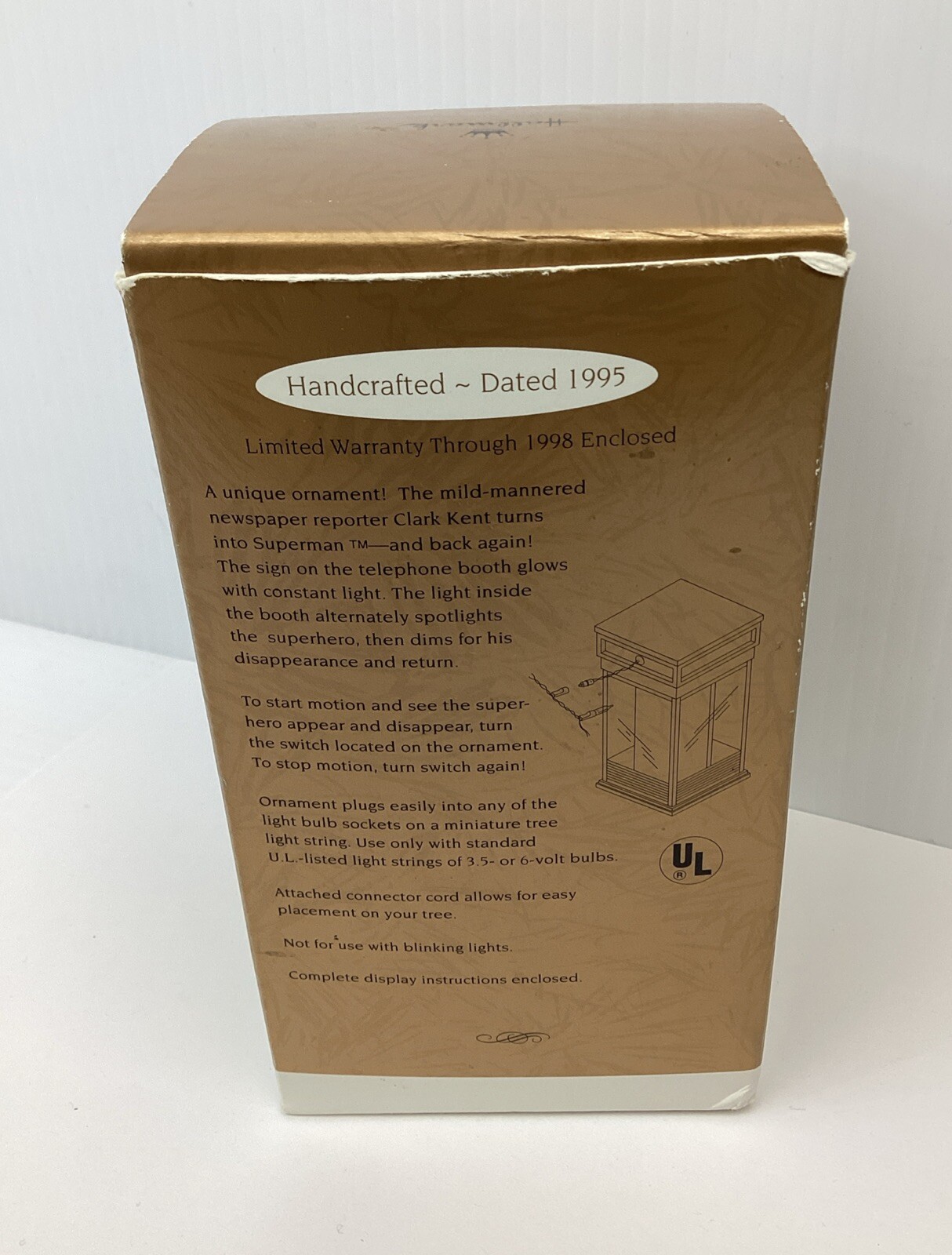 Superman Telephone Booth Light and Motion Magic Ornament Hallmark Keepsake