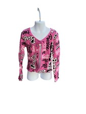 Barbie Girl's Long Sleeves Graphic Print Pink Lightweight Cardigan XS 4/5