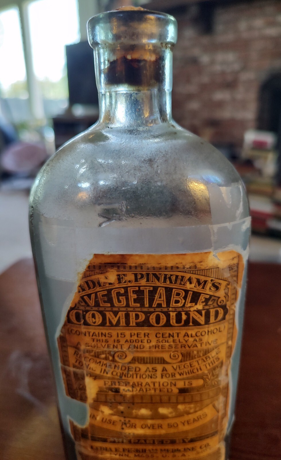 Lydia Pinkham's Vegetable Compound, 1920's, with label, cork, & PRODUCT