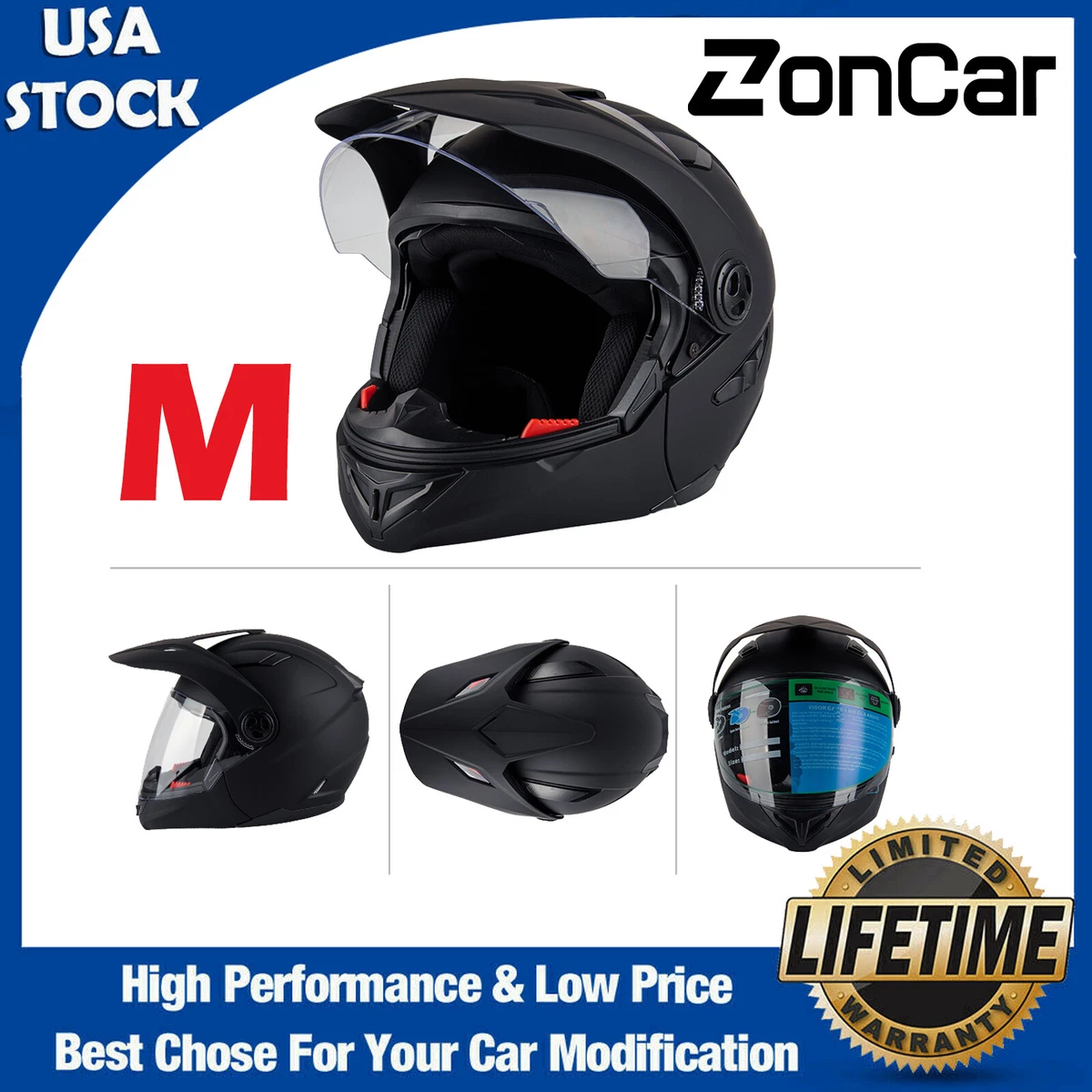 M Open Face 3 4 Motorcycle Half Helmet for Moped ATV Cruiser