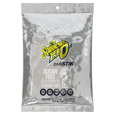 Sqwincher Zero Qwik Stik Sugar Free Cool Citrus .11 0z Pack of 50