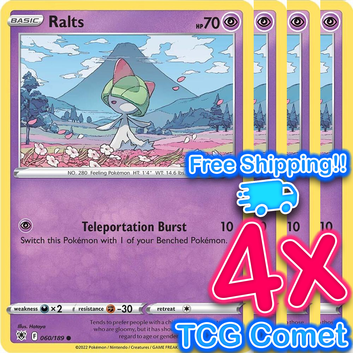 [4x Playset] Ralts (060/189) - SWSH10: Astral Radiance - Pokemon TCG