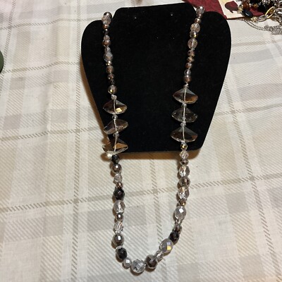 EXPRESS Necklace Beaded Cut Glass Gold Tone Statement 40 