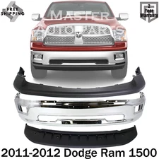 Bumper Cover Fascia Kit For 2011-12 Ram 1500 Front Upper Textured Fog Lamp Holes