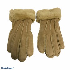 Womens Tan Gloves Faux Leather Faux Fur Lined Very Warm Size M