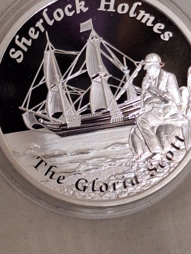 TUVALU 2014 Ships Never Sailed SHERLOCK HOLMES GLORIA SCOTT 1 oz proof silver - Picture 7 of 13