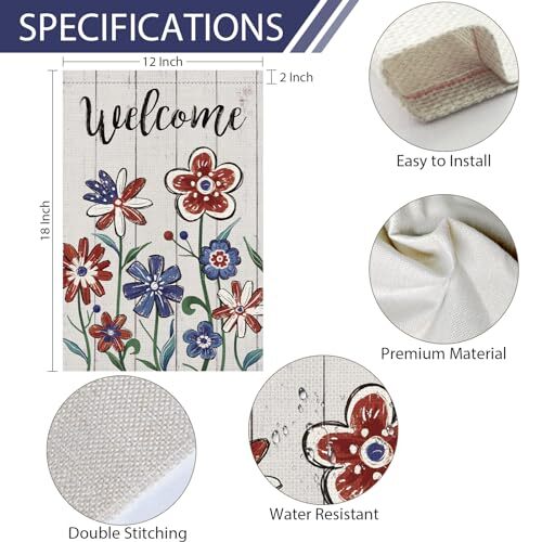 Welcome 4th of July Garden Flag 12x18 Inch Double Sided, Patriotic - 第 4/7 張圖片