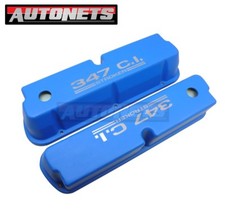 Sb Ford 347ci Stroker Logo Aluminum Tall Valve Cover Small Block V8 Blue Mustang