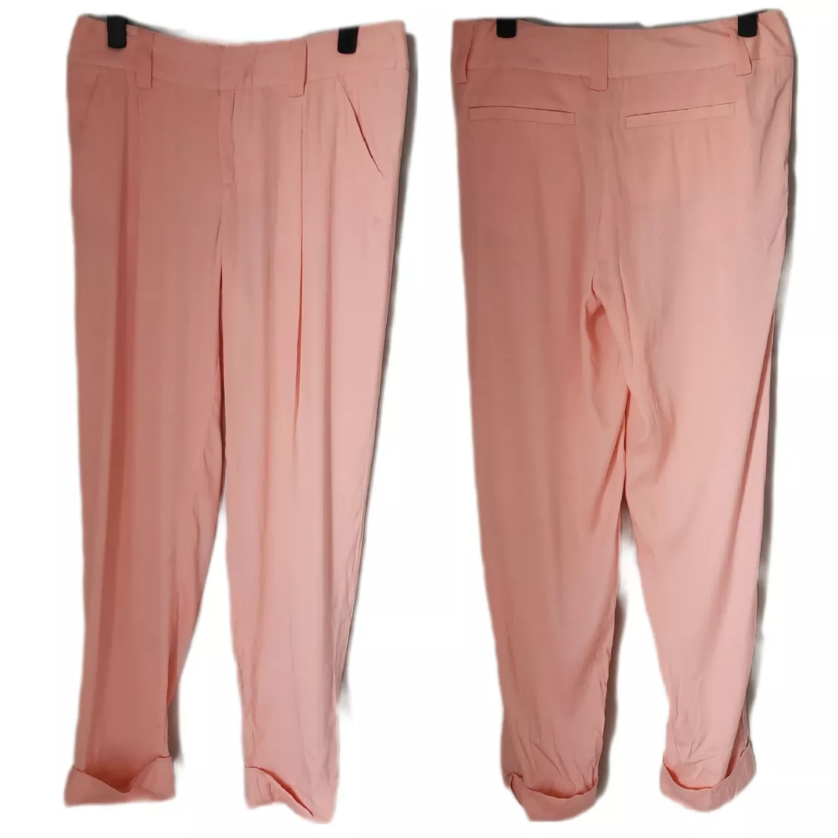 Alice & Olivia PINK Silk Cuffed Hem Ankle Pants Trousers Business Casual  Office