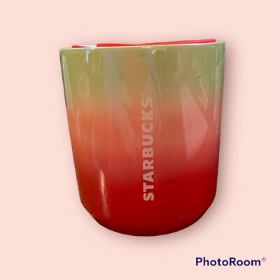 Starbucks 2020 Pearl Ombre Red Pink Green Ceramic Tumbler 8 oz with Red Lid  | eBay