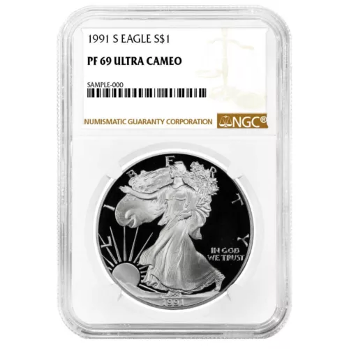 1991-S Proof $1 American Silver Eagle NGC PF69UC Brown Label