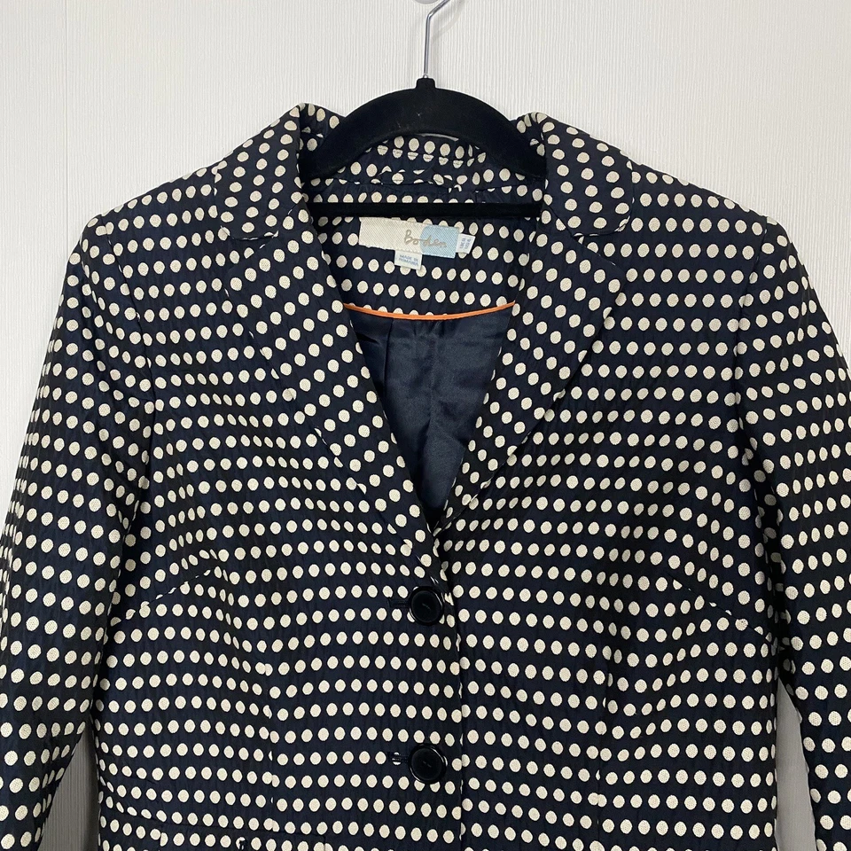 Chaqueta Blazer Boden Mujer Negro Blanco Lunares Mezcla Algodón Talla US 4. Foto 2 de 4