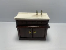 Dollhouse Miniature wooden  Cabinet  Sink Kitchen  Furniture Dark Brown 1:12