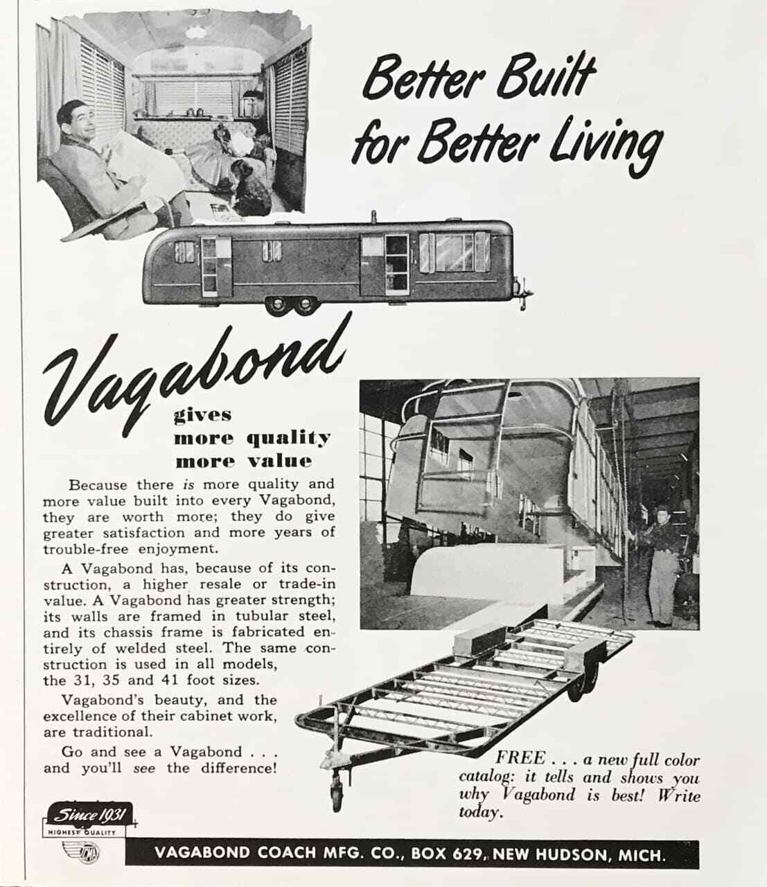 1953 Vagabond Travel Trailers PRINT AD Better Built for Better Living | eBay
