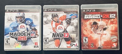 PS3 games Madden NFL 25 2013 + NHL 13 + MLB 2K12 Complete Sony PlayStation 3