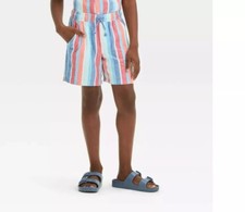 Cat  Jack Boys Americana Vertical Above Knee Striped Pull-On Shorts Size M 8 