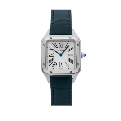 Cartier Santos Dumont Quartz Stainless Steel Silver Dial Watch WSSA0023