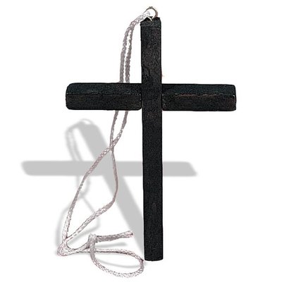 Nun Priest Monk's Black 10'' Cross On String Necklace Halloween Costume Accessory