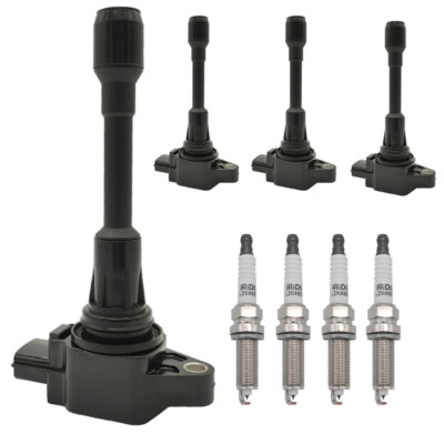 4pcs Ignition Coil & Spark Plug Set for Nissan Versa Tiida March