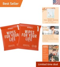 Refreshing All-Natural Body  Face Wipes - 40 Extra Large Rinse-Free Sheets